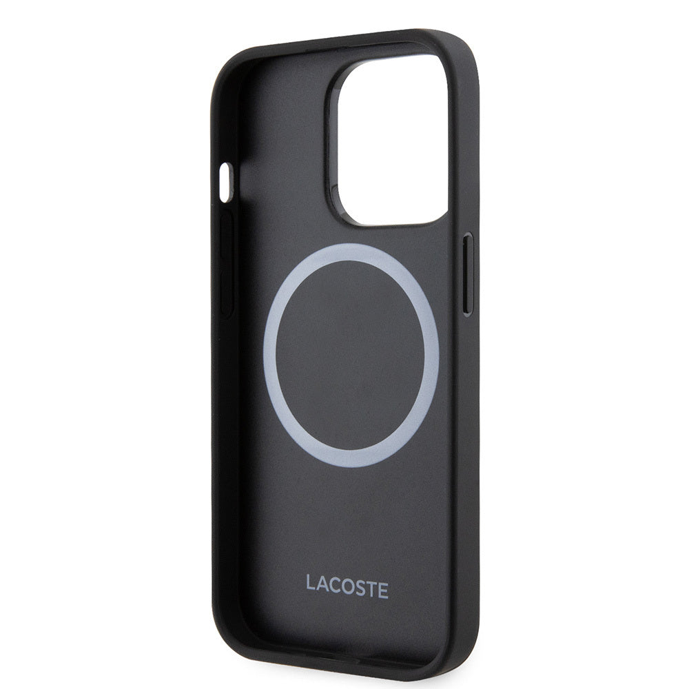 iPhone 14 Pro Max Kılıf Lacoste Orjinal Lisanslı PU Pike Desenli Arka Yüzey İkonik Timsah Dokuma Logolu Kapak