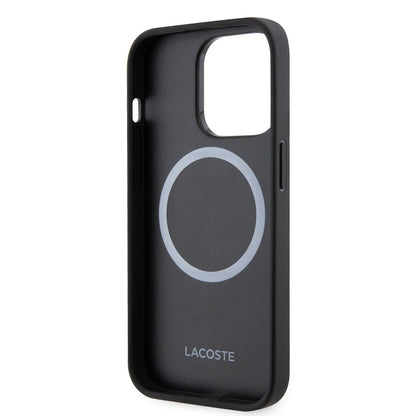 iPhone 14 Pro Max Kılıf Lacoste Orjinal Lisanslı PU Pike Desenli Arka Yüzey İkonik Timsah Dokuma Logolu Kapak