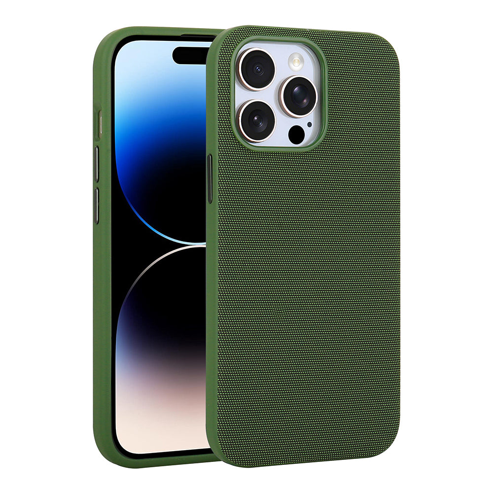 Apple iPhone 14 Pro Max Kılıf M-Safe Şarj Özellikli Kumaş Tasarımlı Zore Miami Sert PC Kapak