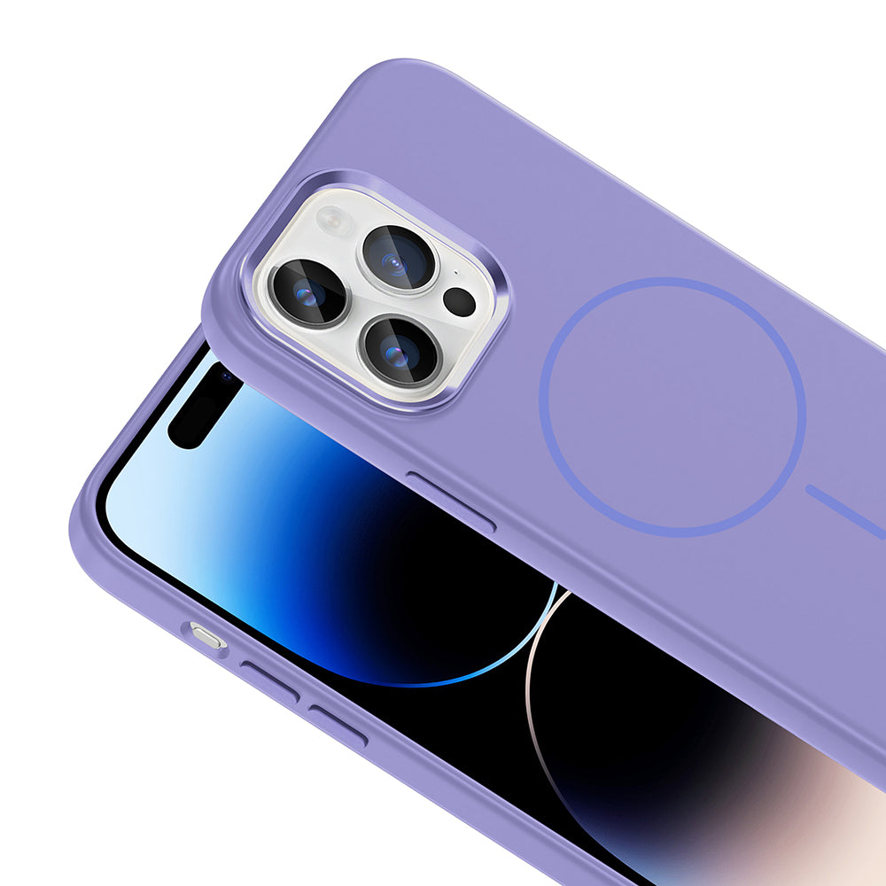 Apple iPhone 14 Pro Max Kılıf M-Safe Şarj Özellikli Metal Kamera Çerçeveli Zore Edi Silikon Kapak