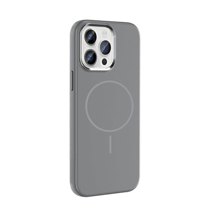 Apple iPhone 14 Pro Max Kılıf M-Safe Şarj Özellikli Metal Kamera Çerçeveli Zore Edi Silikon Kapak