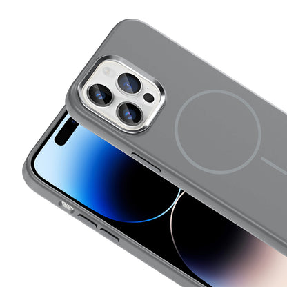 Apple iPhone 14 Pro Max Kılıf M-Safe Şarj Özellikli Metal Kamera Çerçeveli Zore Edi Silikon Kapak