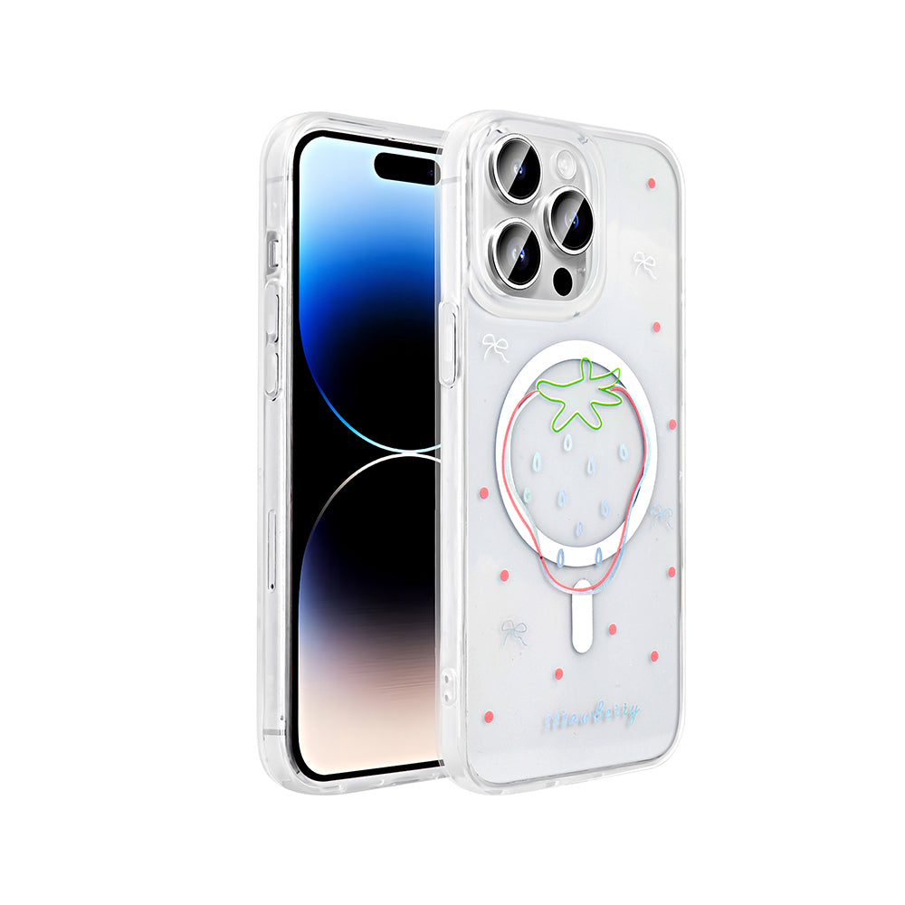 Apple iPhone 14 Pro Max Kılıf M-Safe Şarj Özellikli Şeffaf Zore Folk Sert Kapak