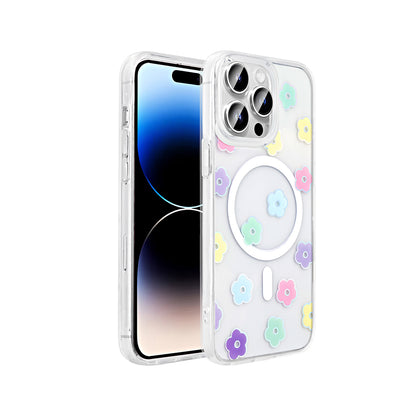 Apple iPhone 14 Pro Max Kılıf M-Safe Şarj Özellikli Şeffaf Zore Folk Sert Kapak