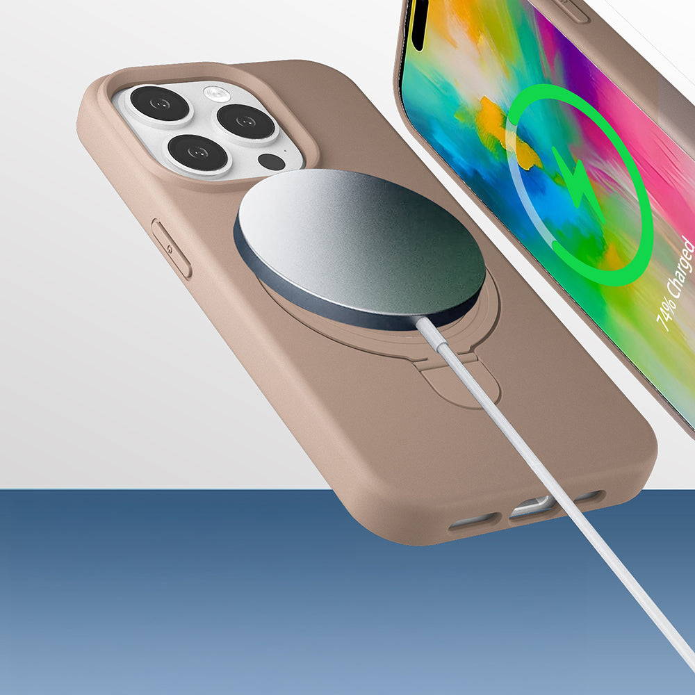 Apple iPhone 14 Pro Max Kılıf M-safe Şarj Özellikli Standlı Zore Samara Kapak