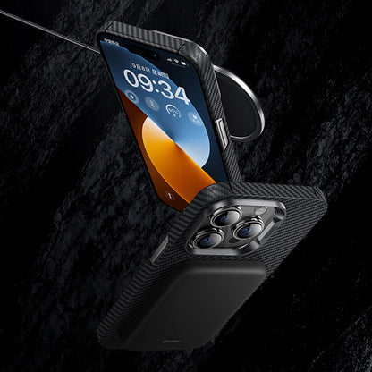 iPhone 14 Pro Max Kılıf M-safe Özellikli Karbon Fiber Benks 600D Essential Kevlar Kapak