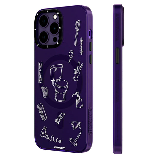 iPhone 14 Pro Max Kılıf M-safe Şarj Özellikli Desenli Youngkit Plaything Serisi Kapak