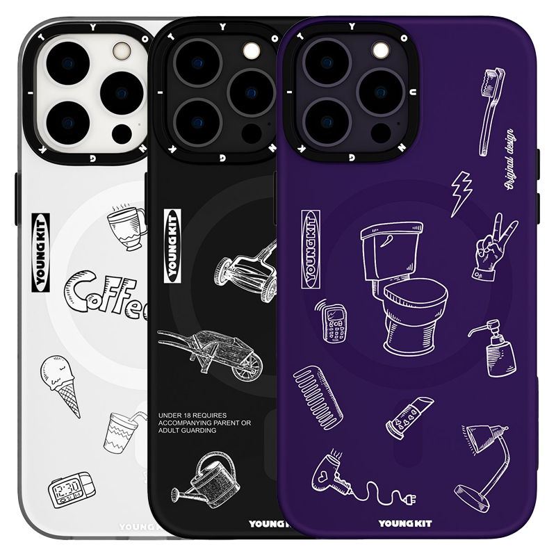 iPhone 14 Pro Max Kılıf M-safe Şarj Özellikli Desenli Youngkit Plaything Serisi Kapak