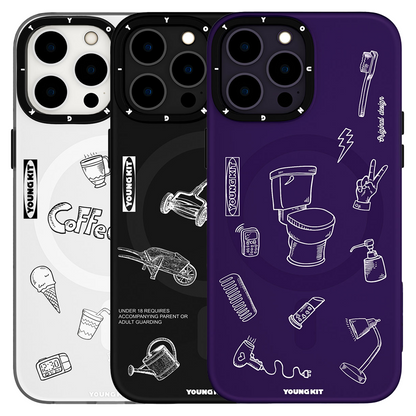 iPhone 14 Pro Max Kılıf M-safe Şarj Özellikli Desenli Youngkit Plaything Serisi Kapak