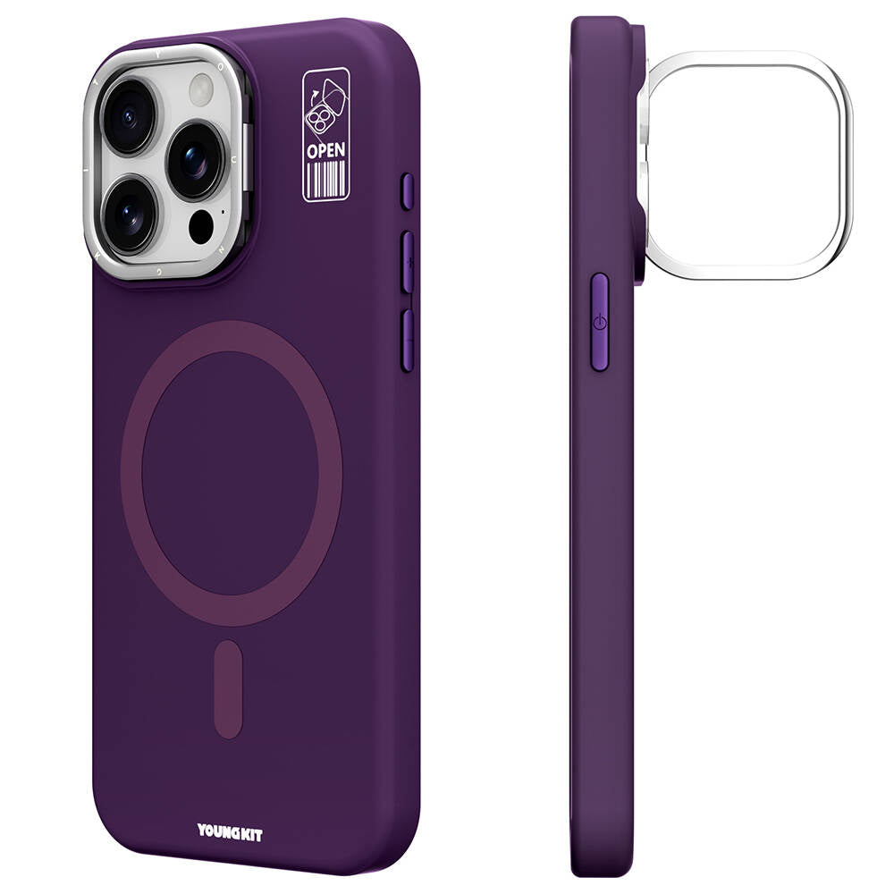 iPhone 14 Pro Max Kılıf M-safe Şarj Özellikli Kamera Standlı Youngkit Bitty Cream Kapak