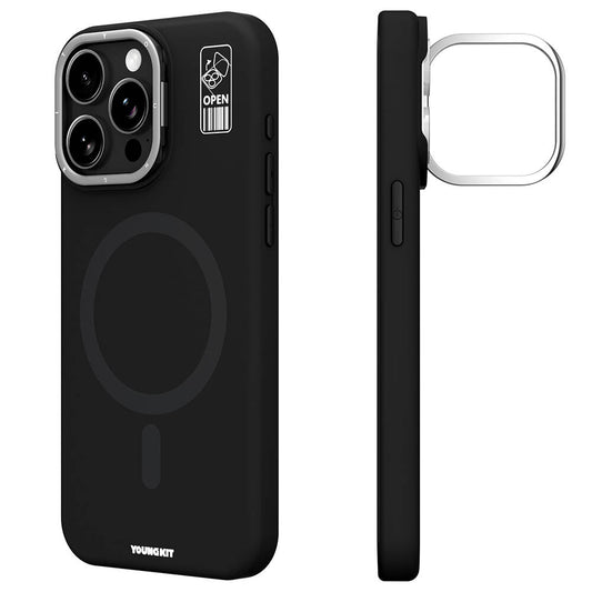 iPhone 14 Pro Max Kılıf M-safe Şarj Özellikli Kamera Standlı Youngkit Bitty Cream Kapak