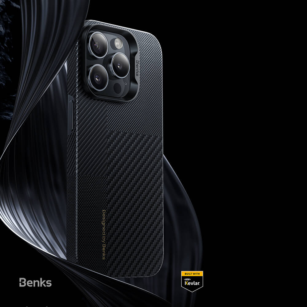 iPhone 14 Pro Max Kılıf M-safe Şarj Özellikli Karbon Fiber Benks Montage ArmorAir Kevlar Kapak