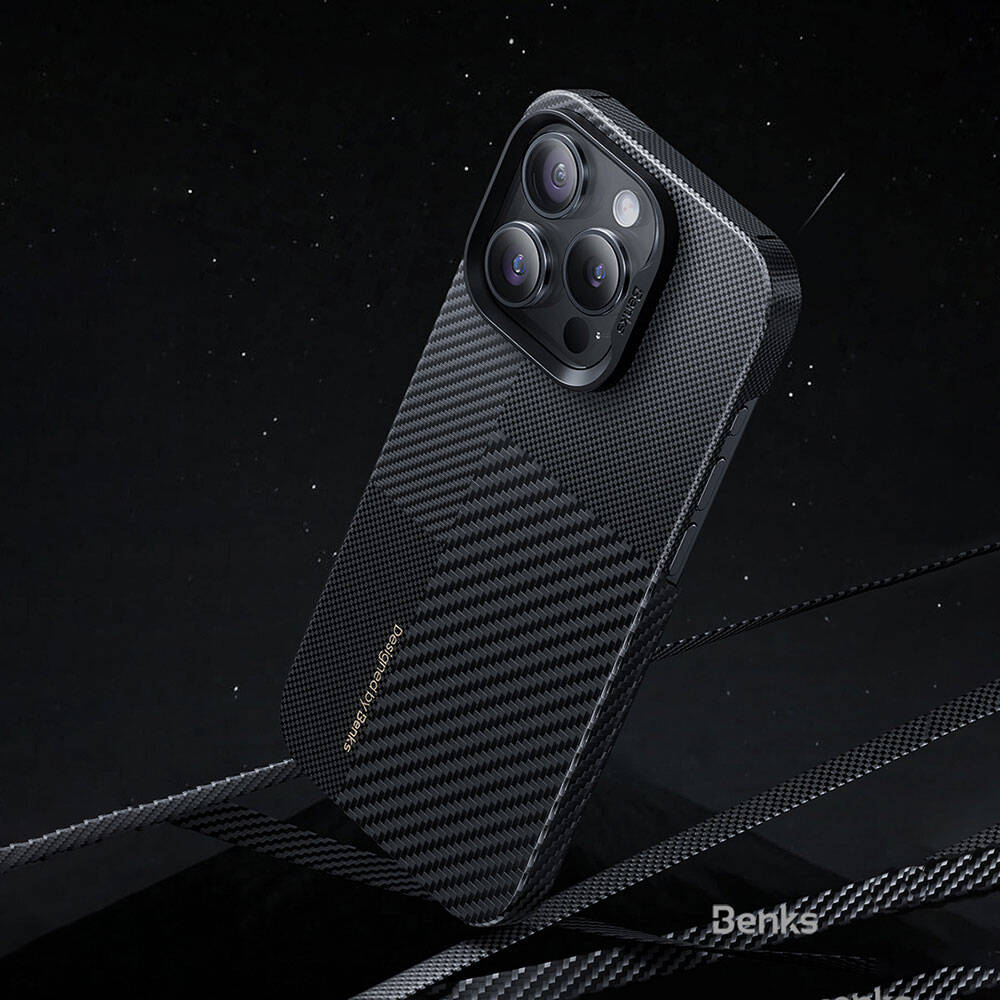 iPhone 14 Pro Max Kılıf M-safe Şarj Özellikli Karbon Fiber Benks Montage ArmorAir Kevlar Kapak