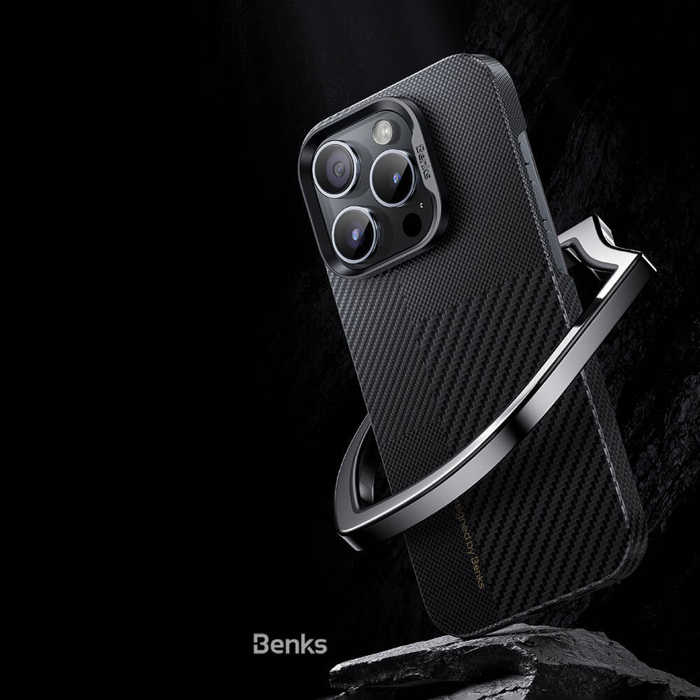 iPhone 14 Pro Max Kılıf M-safe Şarj Özellikli Karbon Fiber Benks Montage ArmorAir Kevlar Kapak