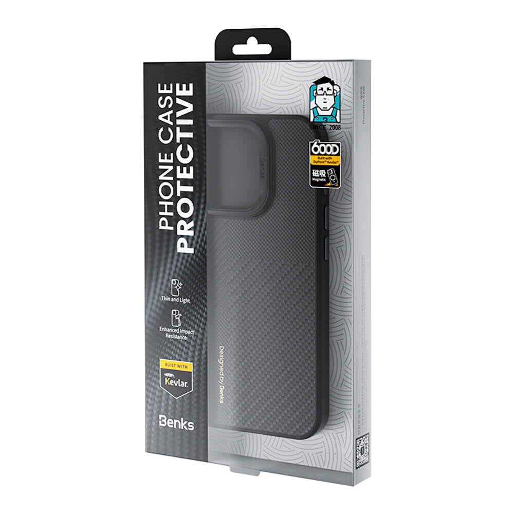iPhone 14 Pro Max Kılıf M-safe Şarj Özellikli Karbon Fiber Benks Montage Hybrid ArmorPro Kevlar Kapak