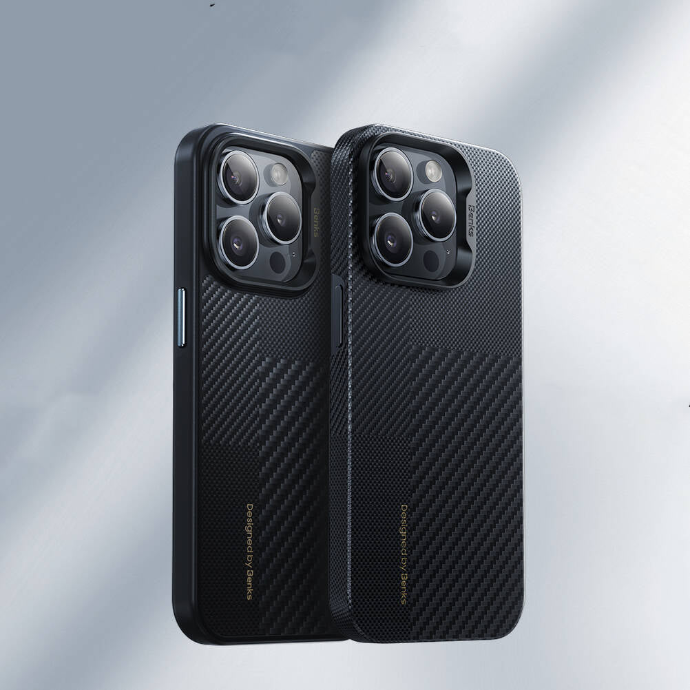 iPhone 14 Pro Max Kılıf M-safe Şarj Özellikli Karbon Fiber Benks Montage Hybrid ArmorPro Kevlar Kapak