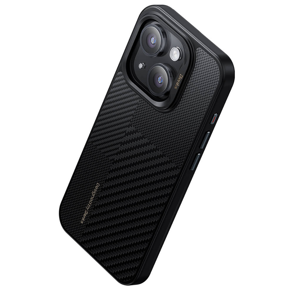 iPhone 14 Pro Max Kılıf M-safe Şarj Özellikli Karbon Fiber Benks Montage Hybrid ArmorPro Kevlar Kapak