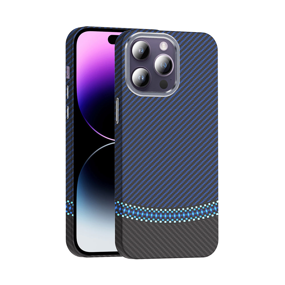 Apple iPhone 14 Pro Max Kılıf M-safe Şarj Özellikli Karbon Fiber Görünümlü Zore Gros Kapak