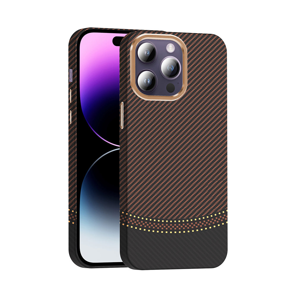Apple iPhone 14 Pro Max Kılıf M-safe Şarj Özellikli Karbon Fiber Görünümlü Zore Gros Kapak
