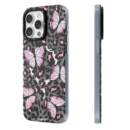 iPhone 14 Pro Max Kılıf M-safe Şarj Özellikli Kelebek Desenli Youngkit Shadow Dance Serisi Kapak