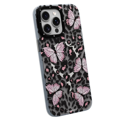 iPhone 14 Pro Max Kılıf M-safe Şarj Özellikli Kelebek Desenli Youngkit Shadow Dance Serisi Kapak