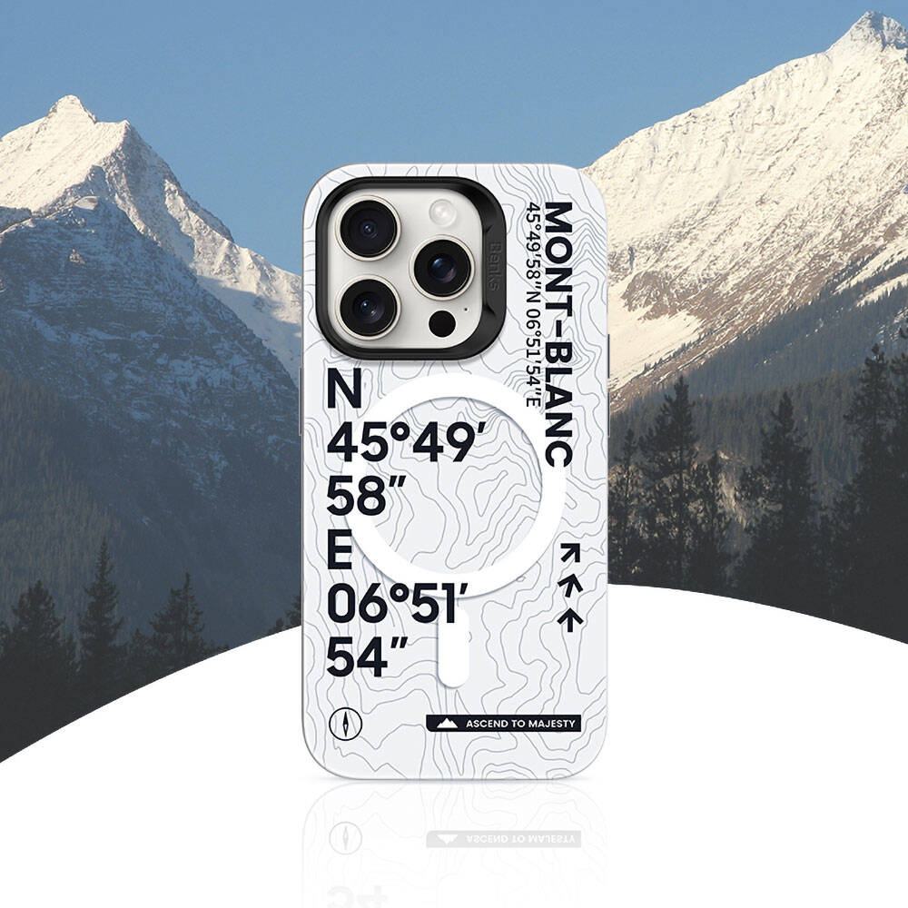 iPhone 14 Pro Max Kılıf M-safe Şarj Özellikli Koordinat Yazı Desenli Benks Summit Serisi Kapak