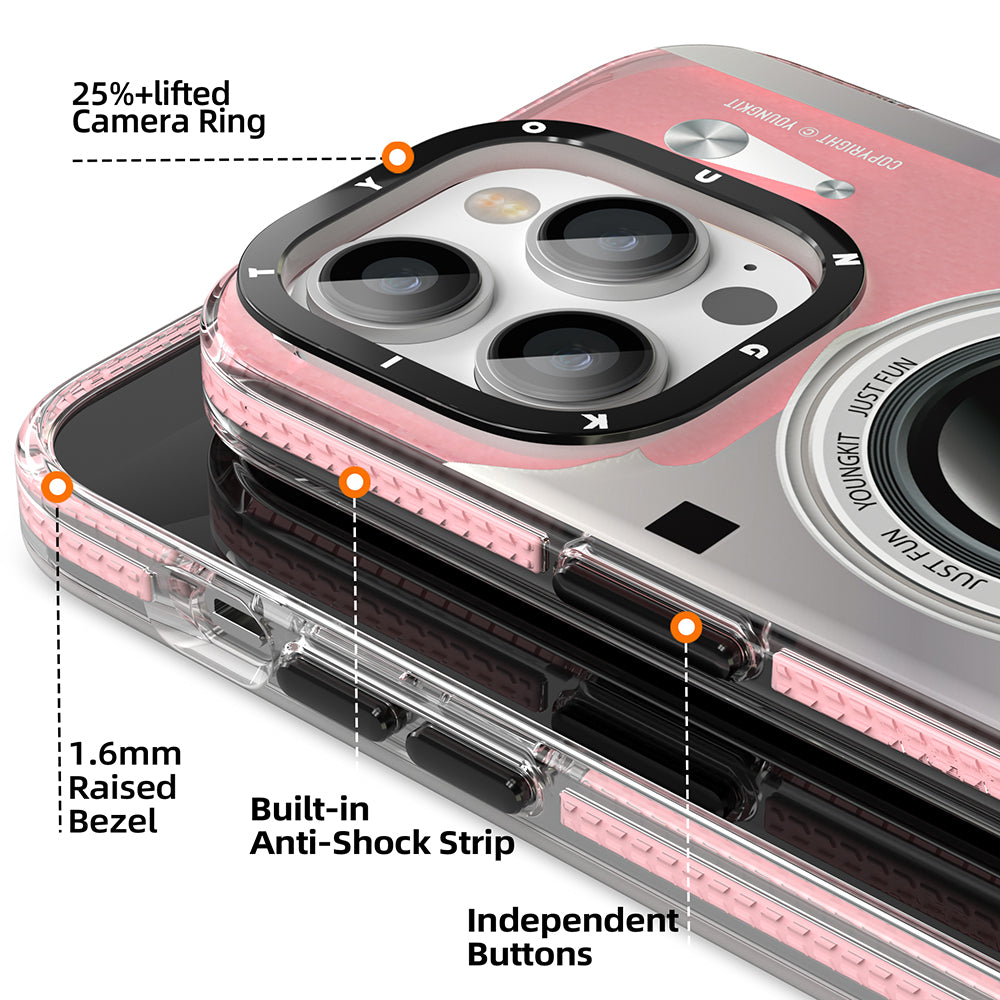 iPhone 14 Pro Max Kılıf M-safe Şarj Özellikli Lens Figürlü YoungKit Art Film Serisi Kapak