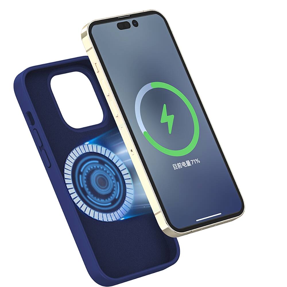 iPhone 14 Pro Max Kılıf M-safe Şarj Özellikli Liquid Silikon Recci Mousse Serisi Kapak