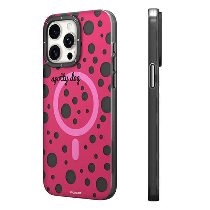 iPhone 14 Pro Max Kılıf M-safe Şarj Özellikli Polka Dot Desenli Youngkit Spots Serisi Kapak