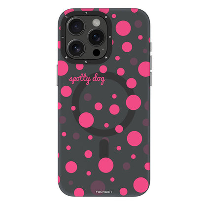 iPhone 14 Pro Max Kılıf M-safe Şarj Özellikli Polka Dot Desenli Youngkit Spots Serisi Kapak