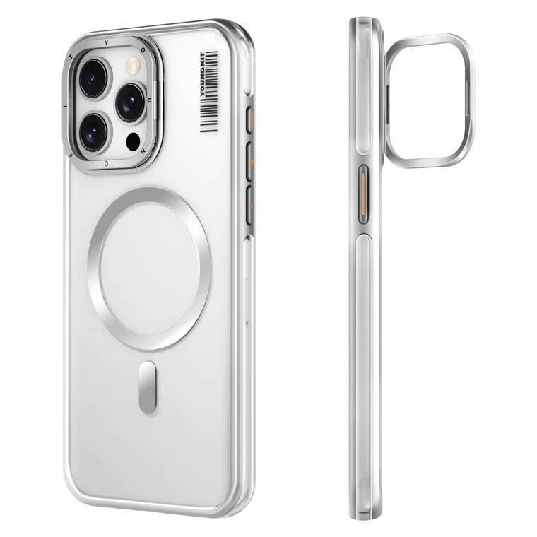 iPhone 14 Pro Max Kılıf M-safe Şarj Özellikli Sararma Önleyici Youngkit Crystal Grid Kapak