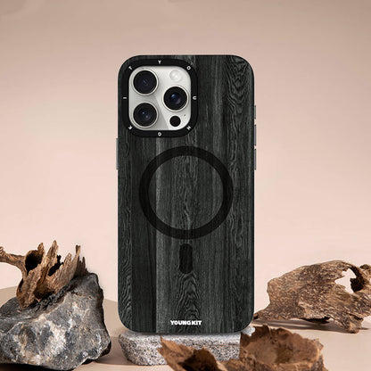 iPhone 14 Pro Max Kılıf M-safe Şarj Özellikli Sararmaya Dayanıklı Youngkit Wood Forest Serisi Kapak