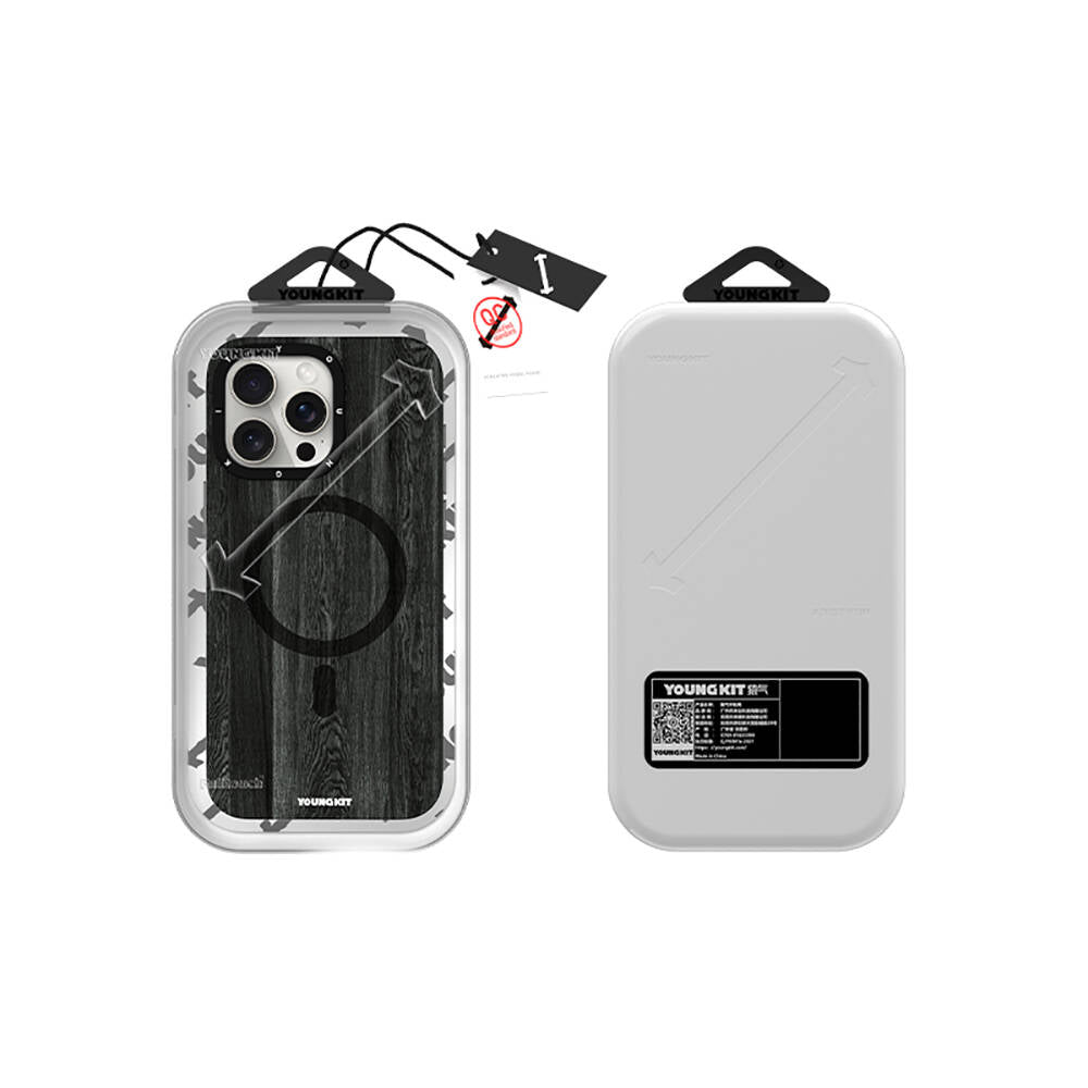 iPhone 14 Pro Max Kılıf M-safe Şarj Özellikli Sararmaya Dayanıklı Youngkit Wood Forest Serisi Kapak
