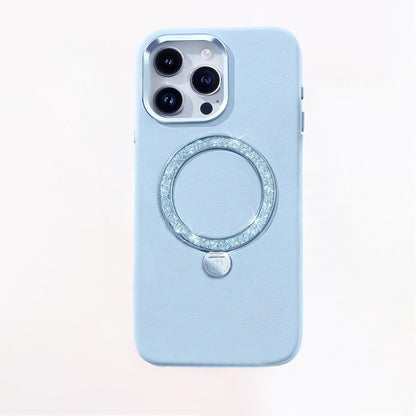 iPhone 14 Pro Max Kılıf M-safe Şarj Özellikli Standlı Suni Deri Tasarımlı Pynana Dancing Circle Serisi Kapak