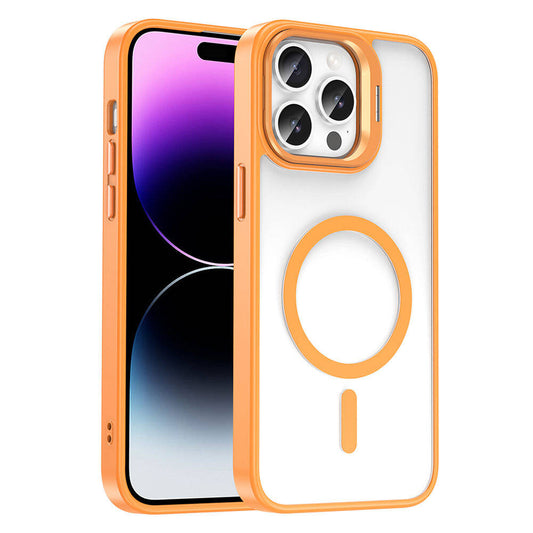 Apple iPhone 14 Pro Max Kılıf M-safe Şarj Özellikli Standlı Zore M-safe Klon Lensli Kapak