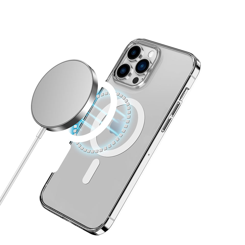 iPhone 14 Pro Max Kılıf M-safe Şarj Özellikli Transparan Sert PC Wlons Pita Kapak