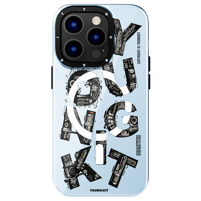 iPhone 14 Pro Max Kılıf M-safe Şarj Özellikli Yazı Temalı YoungKit Mechanic Serisi Kapak