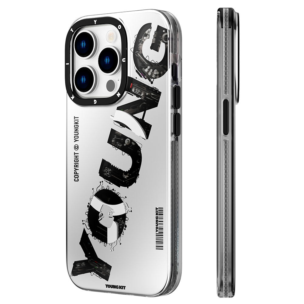 iPhone 14 Pro Max Kılıf M-safe Şarj Özellikli Yazı Temalı YoungKit Mechanic Serisi Kapak