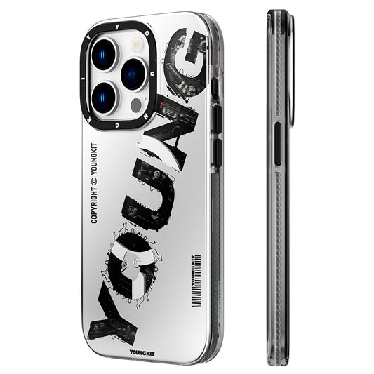 iPhone 14 Pro Max Kılıf M-safe Şarj Özellikli Yazı Temalı YoungKit Mechanic Serisi Kapak
