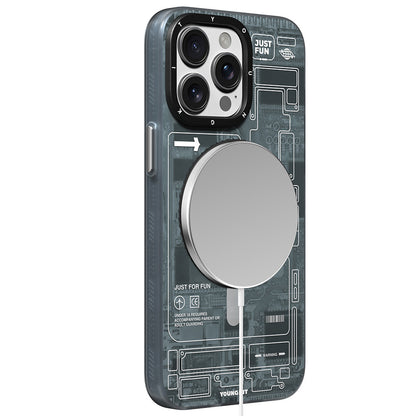 iPhone 14 Pro Max Kılıf M-safe Şarj Özellikli Youngkit 360° Standlı Technology Serisi Kapak