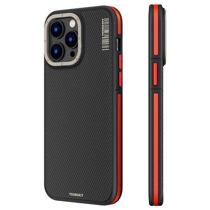 iPhone 14 Pro Max Kılıf M-safe Şarj Özellikli YoungKit 600D Kevlar Kapak
