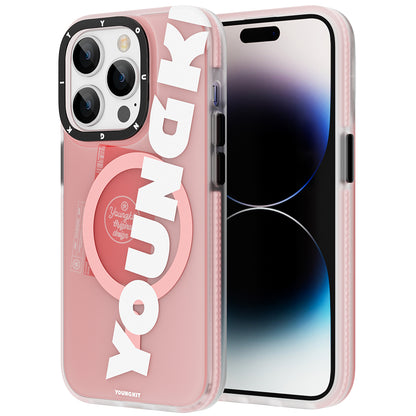 iPhone 14 Pro Max Kılıf M-safe Şarj Özellikli Youngkit Binfen Serisi Yazı Temalı Kapak