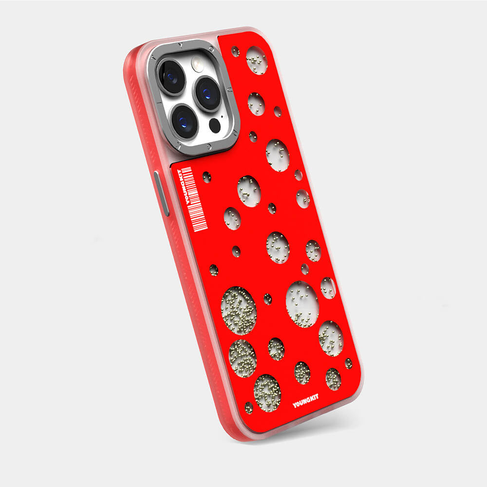 iPhone 14 Pro Max Kılıf M-safe Şarj Özellikli Youngkit Quicksand Beads Serisi Kapak