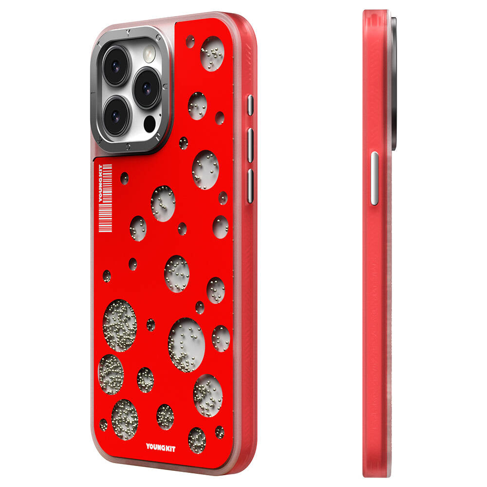 iPhone 14 Pro Max Kılıf M-safe Şarj Özellikli Youngkit Quicksand Beads Serisi Kapak