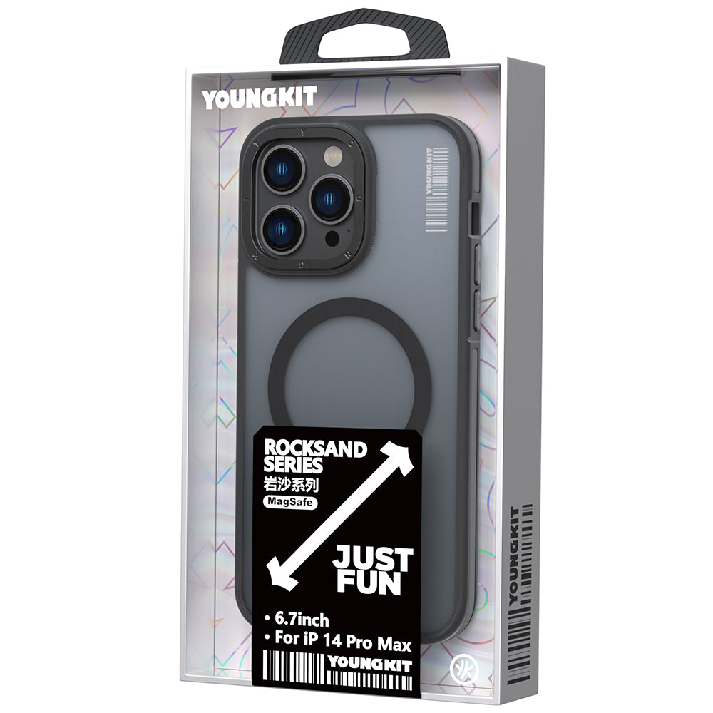 iPhone 14 Pro Max Kılıf M-safe Şarj Özellikli Youngkit Rock Sand Serisi Kapak
