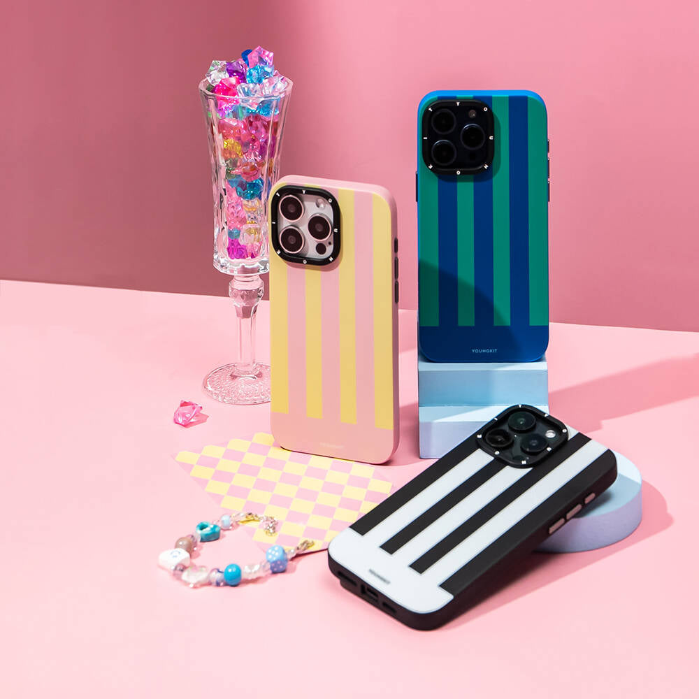 iPhone 14 Pro Max Kılıf M-safe Şarj Özellikli Youngkit Striped Piano Keys Serisi Kapak