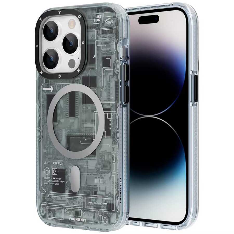 iPhone 14 Pro Max Kılıf M-safe Şarj Özellikli YoungKit Technology Serisi Kapak