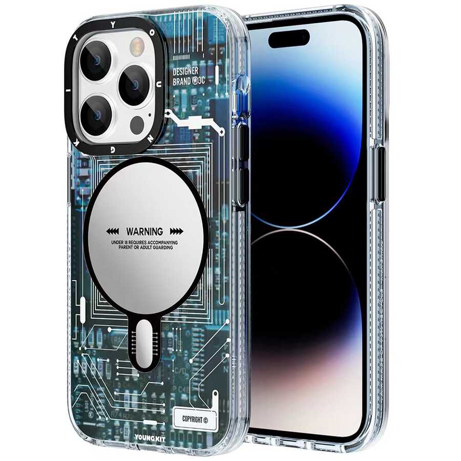 iPhone 14 Pro Max Kılıf M-safe Şarj Özellikli YoungKit Technology Serisi Kapak