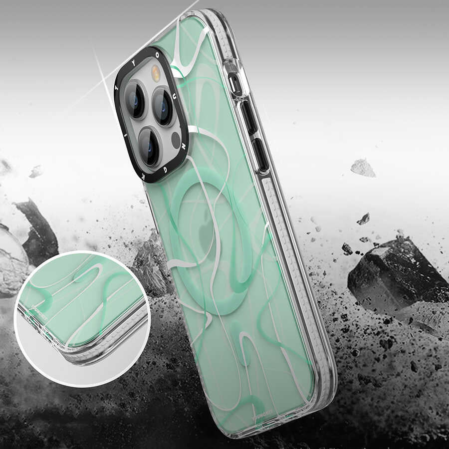 iPhone 14 Pro Max Kılıf M-safe Şarj Özellikli Youngkit Water-Ink Serisi Kapak