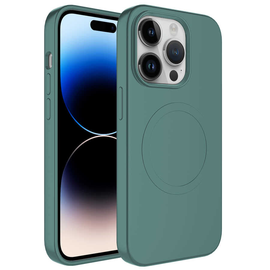 Apple iPhone 14 Pro Max Kılıf M-safe Wireless Şarj Özellikli Pastel Renk Silikon Zore Plas Kapak